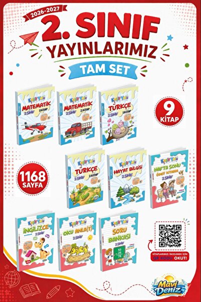 Mavi Deniz Yayınları MAVİ DENİZ YAYINCILIK 2. SINIF TAM SET 2026-2027 (9 KİTAP)