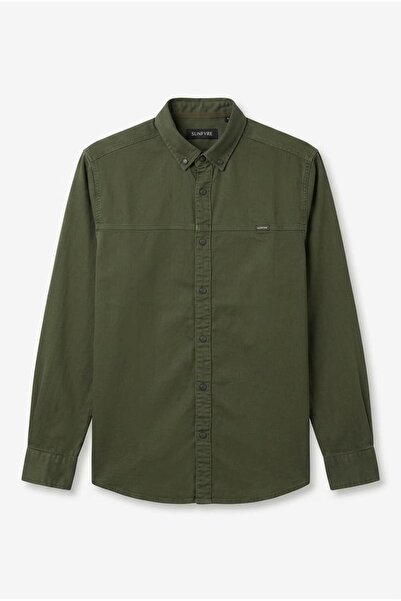 sunfyre Men's Mint Piece Slim Fit Gabardine Shirt Sun475