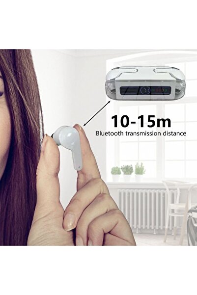 Generic سماعات أذن لاسلكية رقمية مع بلوتوث 5.3، علبة شحن شفافة، شاشة LED لعرض...