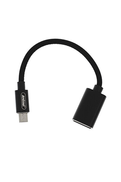 Andowl Αντάπτορας καλωδίου Micro USB αρσενικό σε USB θηλυκό, μαύρο, Q-OT02