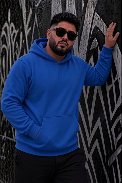 Oksit Ανδρικό φούτερ με κουκούλα Bery Plus Size, βασικό, με δύο κλωστές, τσέπ...