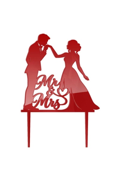Decoratiuni Dulci Topper decor tort nunta Miri sarut | Mr&Mrs - Rosu