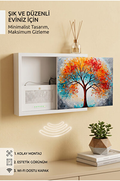 wudie Premium Ahşap Sigorta Kutusu Saklama Panosu Duvar Tipi Sürgülü Wifi Mod...