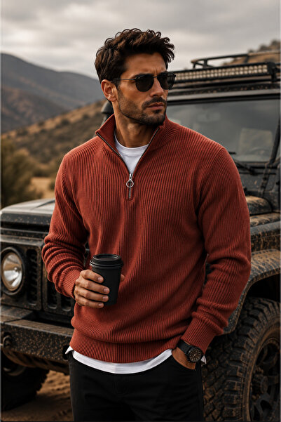 legends butik Men's Thessaloniki Knitted Half-Zip Knitwear Sweater Winter Thi...