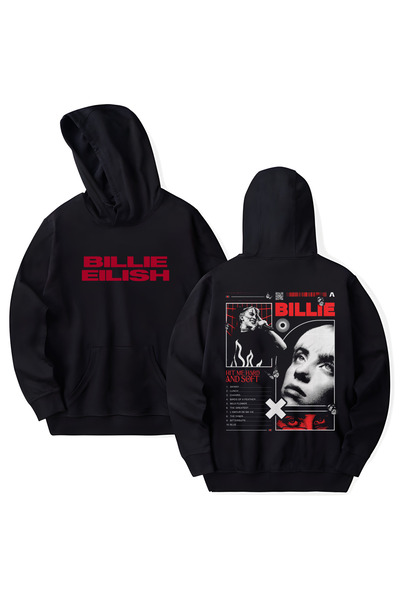 STİL-X Billie Eilish Printed Cotton Long Sleeve Hooded Sweatshirt with 3 Yarns