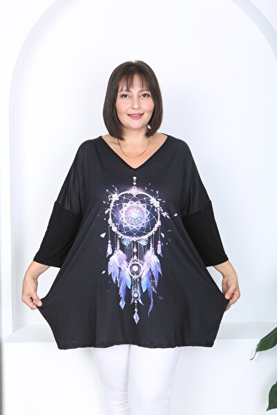 XL Modam Women's Lycra Viscose V-Neck Plus Size Tunic