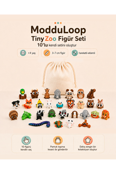 ModduLoop Kendin Oluştur - 10’lu Hareketli Hayvan Figürü Seti | Eğitici ve Eğ...