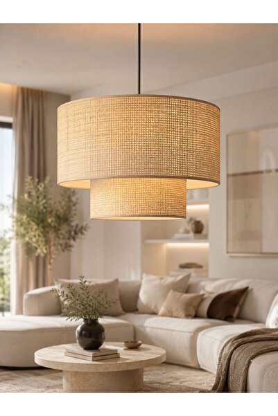 Emg DesiGn XXL Kumaş Sarkıt Avize 45 cm Çap Bohem Rustik Modern Vintage Salon...