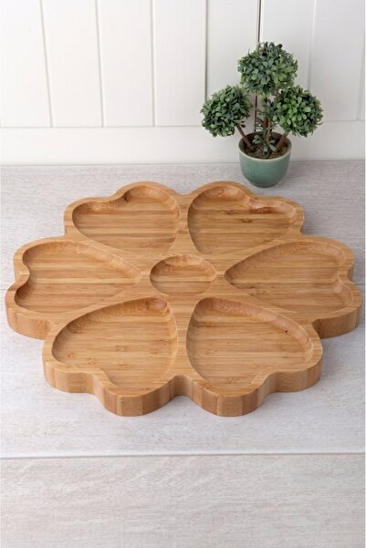 KAPLANBABA Bamboo Presentation Plate with 7 Compartments 30cm