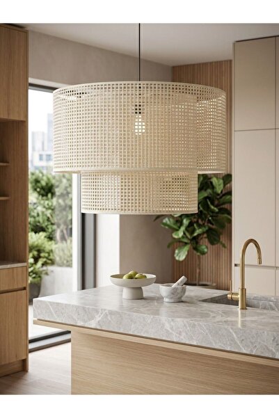 Emg DesiGn XXL Kumaş Sarkıt Avize 45 cm Çap Bohem Rustik Modern Vintage Salon...