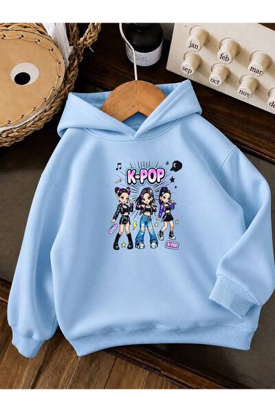 BENROMA 3 Yarn Combed Cotton K Pop Printed Unisex Children's Hooded Sweatshir...