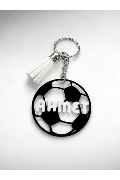 Kişiye Özel Futbol Topu Tasarımlı İsimli Anahtarlık