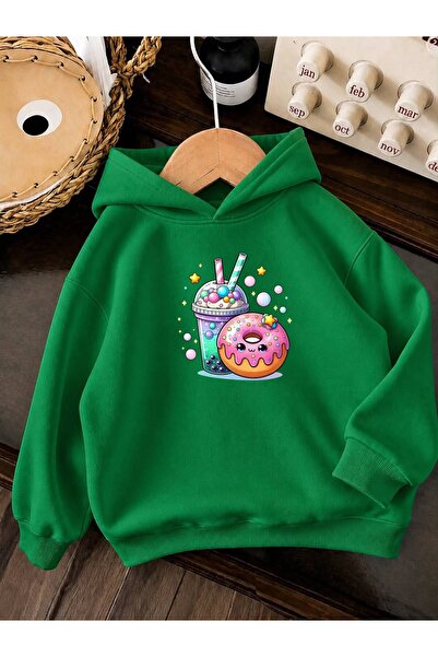 BENROMA 3 Yarn Combed Brown Donald Printed Unisex Children's Hooded Sweat Ww6