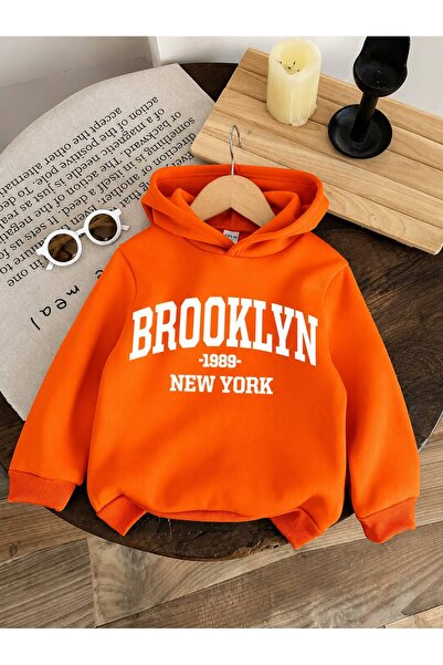 BENROMA Παιδικό φούτερ με κουκούλα, unisex, με στάμπα Brooklyn, από χτενισμέν...