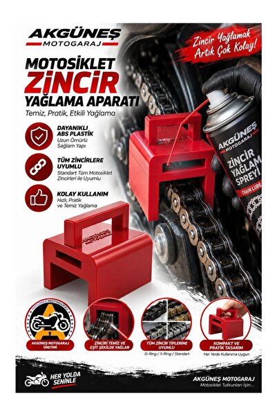 AKGÜNEŞ MOTOGARAJ Motosiklet Zincir Yağlama Aparatı – Evrensel Uyumlu, Tüm Zi...