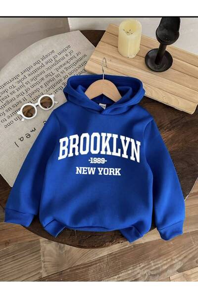 BENROMA Παιδικό φούτερ με κουκούλα, unisex, με στάμπα Brooklyn, από χτενισμέν...