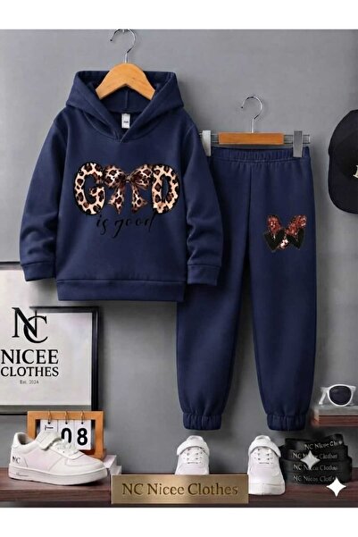 NC Nicee Clothes طقم رياضي للأطفال للجنسين (طباعة شريطية جيدة للشتاء)