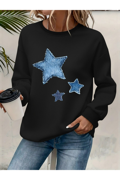 Deocept Women's Printed Crew Neck Comfortable Fit Sweatshirt