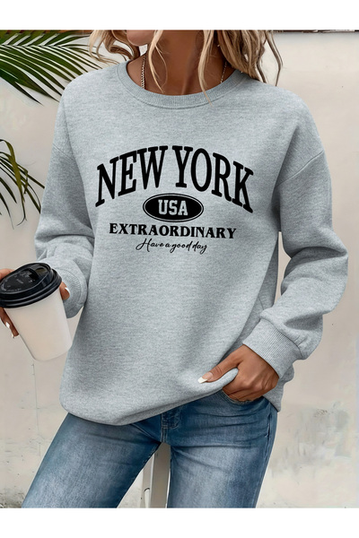 Deocept Women's Printed Crew Neck Comfortable Fit Sweatshirt