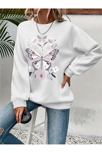 Deocept Women's Printed Crew Neck Comfortable Fit Sweatshirt