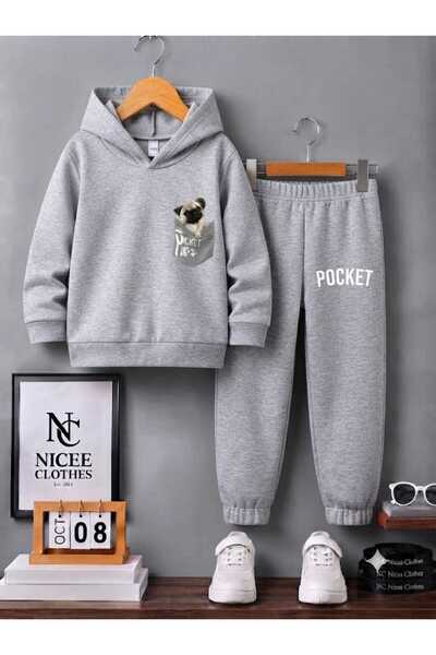 NC Nicee Clothes Children's Unisex Tracksuit Set (Left Pocket with Dog Print ...