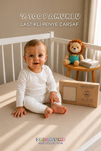Dream Time Kutulu Bebek Çarşafı Lastikli | %100 Pamuklu Penye | 60x120 | 70x1...