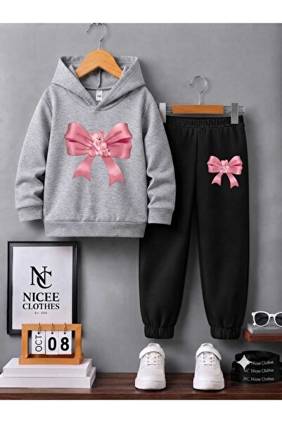 Leto Lykia Children's Unisex Tracksuit Set (Bear Winter Print in the Middle o...