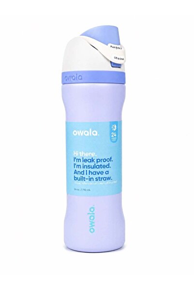 owala FreeSip Insulated Stainless Steel Water Bottle, 24 oz, Sky Blue and White