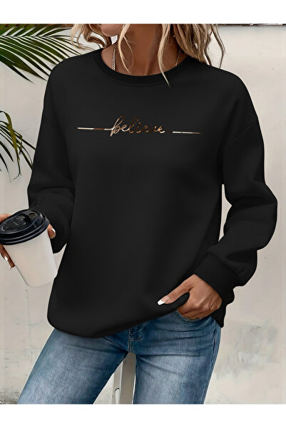 Deocept Women's Printed Crew Neck Comfortable Fit Sweatshirt