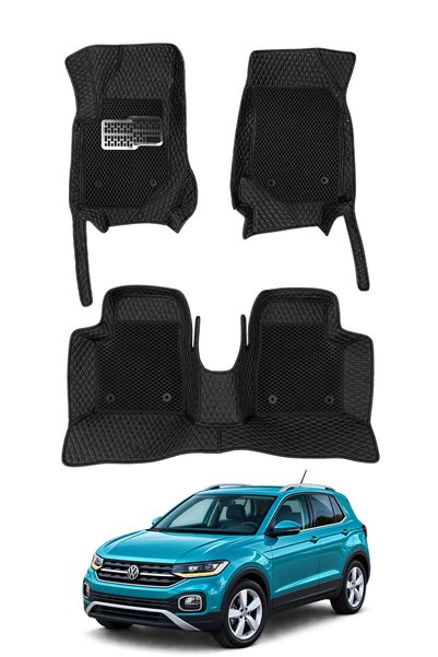 stiloto Volkswagen T-Cross SUV (2022-Sonrası) Uyumlu Deri 8D Oto Paspas - K.B...