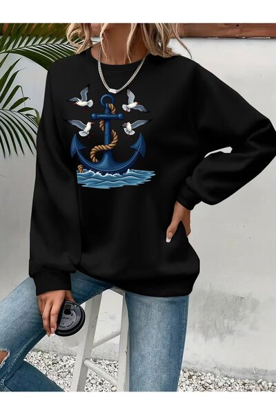 Deocept Women's Printed Crew Neck Comfortable Fit Sweatshirt