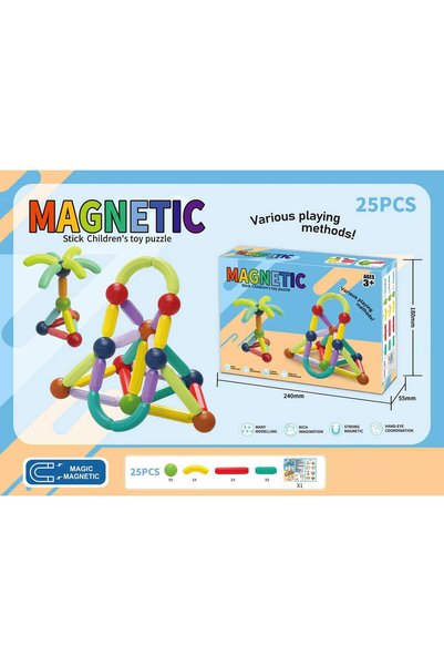 NO BRAND Set de construcție magnetic cu bețișoare, 25 de piese