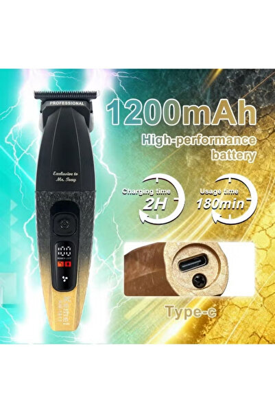 Kemei ماكينة حلاقة شعر احترافية للرجال طراز Km-1817 بشفرة معدنية بالكامل وشاشة LED منخفضة الضوضاء