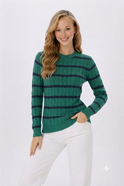 ZERELLE COLLECTİON Women's Knitwear Sweater with Hair Weave Line Pattern