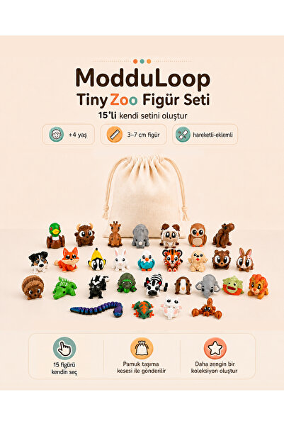 ModduLoop Kendin Oluştur - 15’li Hareketli Hayvan Figürü Seti | Eğitici ve Eğ...