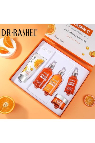 DR.RASHEL DR. RASHEL 5-Piece Vitamin C Anti-Aging Skin Care Set (Orange/White)