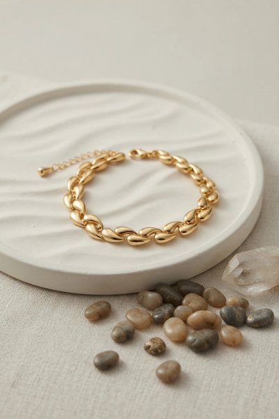 shopwave Gold Color Spiral Drop Model Women's Bracelet