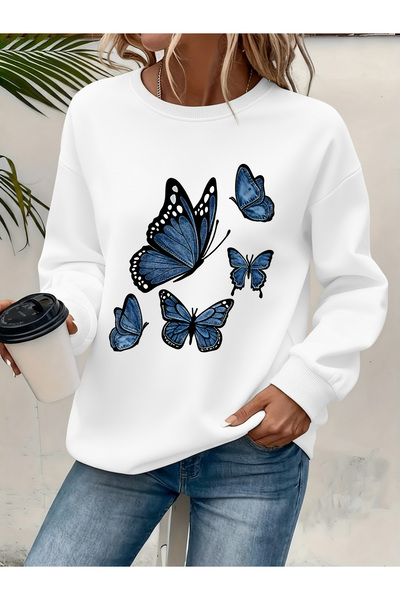 Deocept Women's Printed Crew Neck Comfortable Fit Sweatshirt