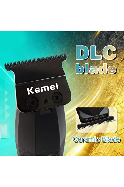 Kemei ماكينة حلاقة شعر احترافية للرجال طراز Km-1817 بشفرة معدنية بالكامل وشاشة LED منخفضة الضوضاء