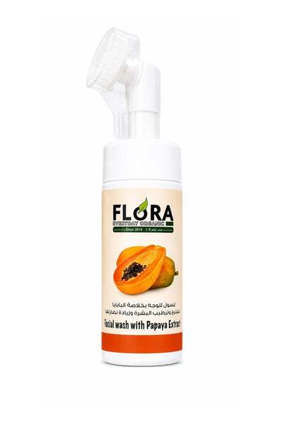 Flora Organic Facial Wash with Papaya Extract, Brightening & Hydrating, 150ml