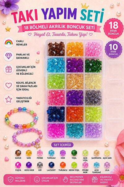 By MO Accessories 10 mm Kübik Boncuklarla 18 Renk Boncuk Takı Aksesuar Çanta ...