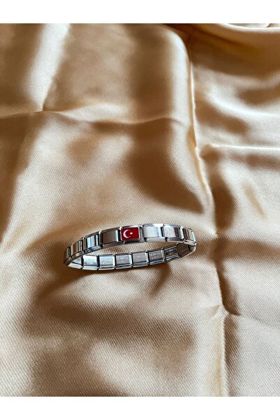 C&On Design İtalyan Charm Çelik Modüler Bileklik + Türk Bayrağı Charm Hediye ...