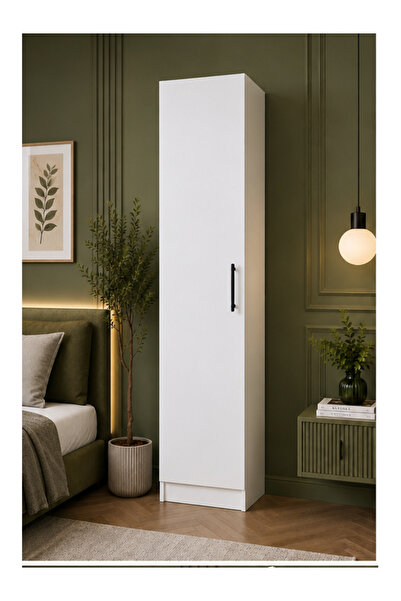 yılbay design %100 MDF Gardırop Tek Kapaklı 5 Raflı Elbise Dolabı Beyaz