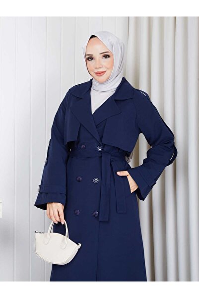 Vibeys Moda Keten Kumaş İçi Astarlı Tamboy Kadın Trençkot