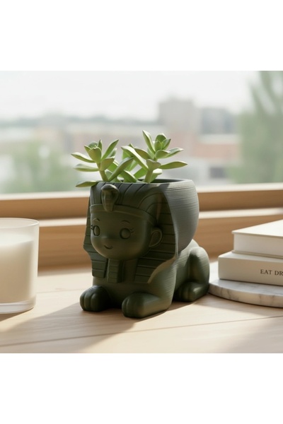OEM Ghiveci Decorativ Suport Plante Model Sfinx Cartoon Imprimat 3D 100mm - O...