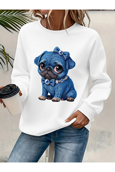 Deocept Women's Printed Crew Neck Comfortable Fit Sweatshirt