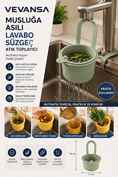 VAVENSA Çok Amaçlı Musluk Askılı Lavabo Süzgeci Mutfak Sebze Meyve Atık Topla...