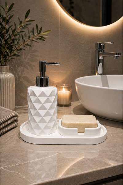 3 Parça Dekoratif Lüks Banyo Seti