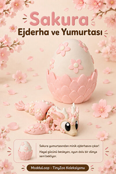 ModduLoop Sakura Ejderha ve Yumurtası – Hareketli Figür Oyuncak