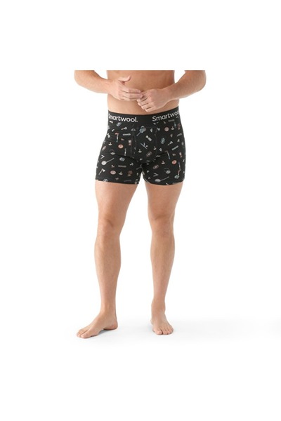Smartwool Boxer Merino - Boxer cu imprimeu Merino, ambalat - Negru
